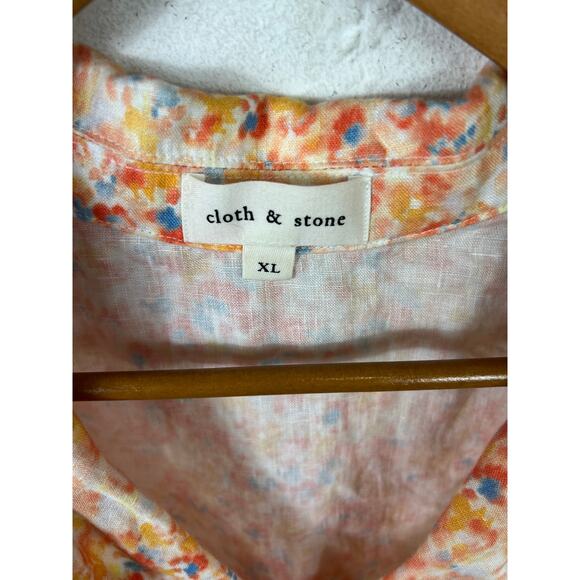 Cloth & Stone by Anthropologie Boxy Linen Surf Button-Up Shirt Orange Size XL - Picture 6 of 9